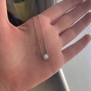 925 Diamond Opal Necklace